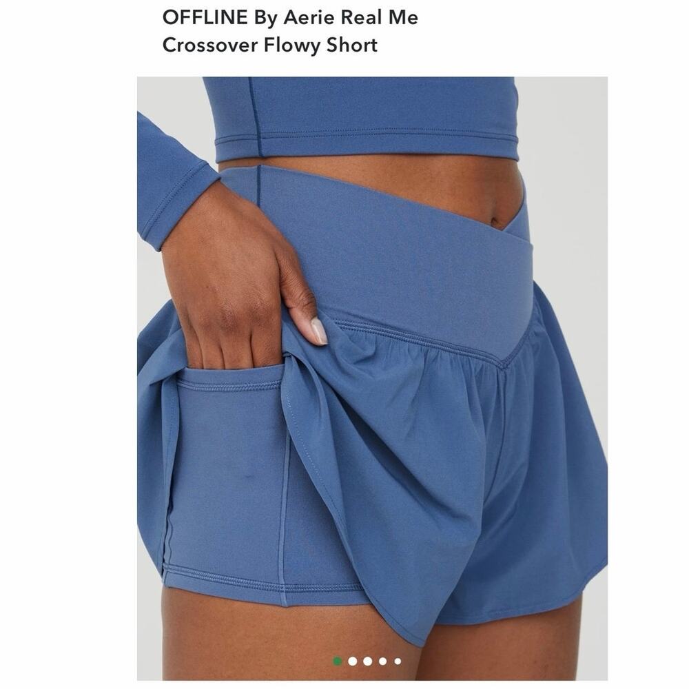 OFFLINE by Aerie Real Me Crossover Flowy Shorts light blue SZ M - Picture 5 of 6